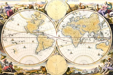 Werelt Caert, engraved by Daniel Stoopendaal, 1663-C.1680